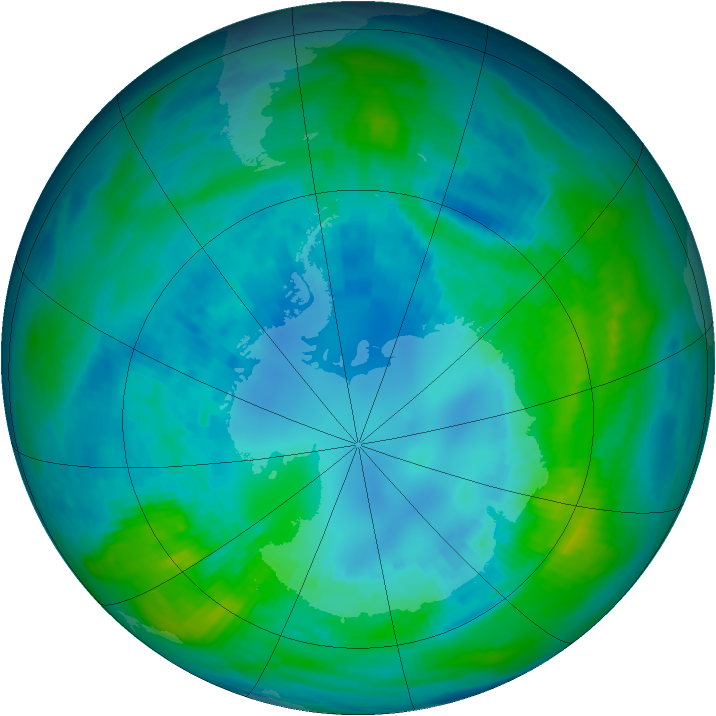Antarctic ozone map for 18 April 1990